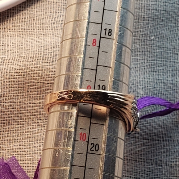 NWT 1 CZ WHITE GOLD W ROSE GOLD TRIM sterling silver gold  CZ Ring - Picture 14 of 15